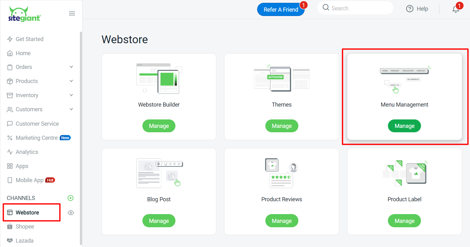 How To Manage Navigation Menu – SiteGiant Support Centre
