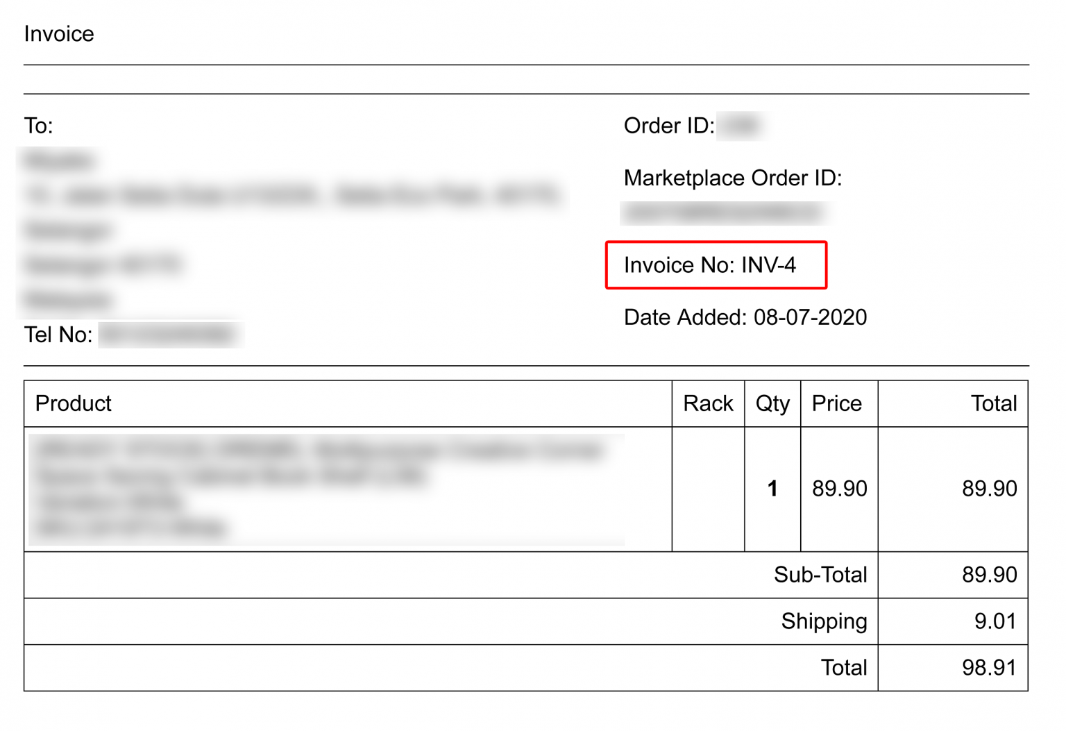 invoice number example