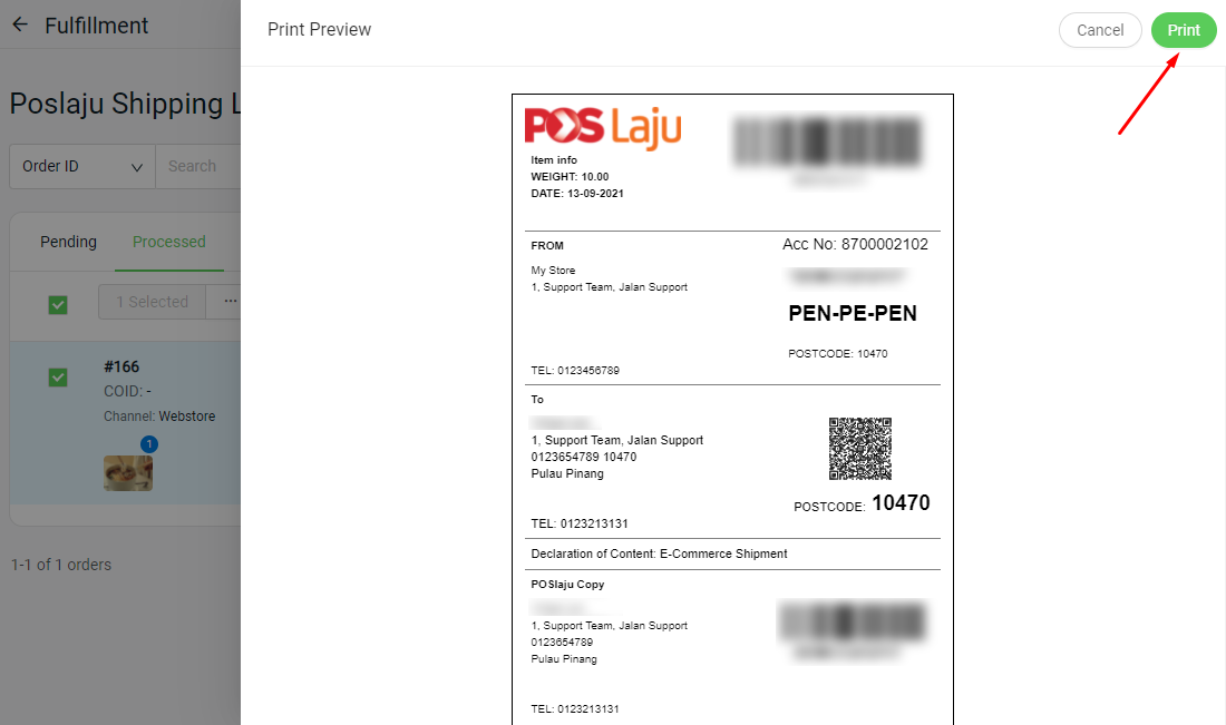 How To Print PosLaju SendParcel Shipping Label SiteGiant Support Centre