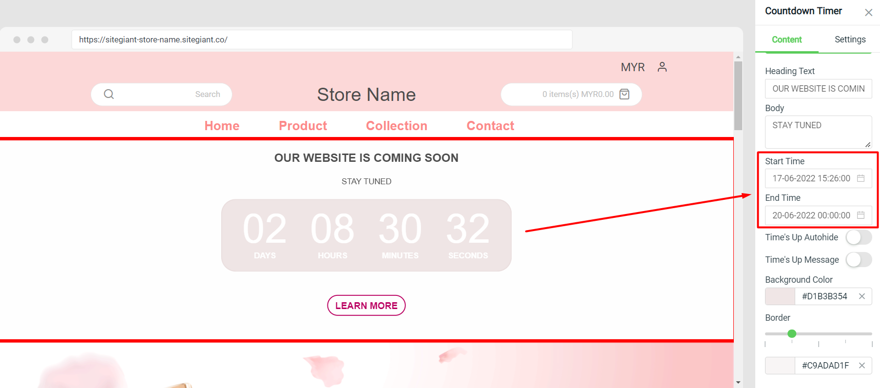 How To Add Countdown Timer On Webstore – SiteGiant Support Centre