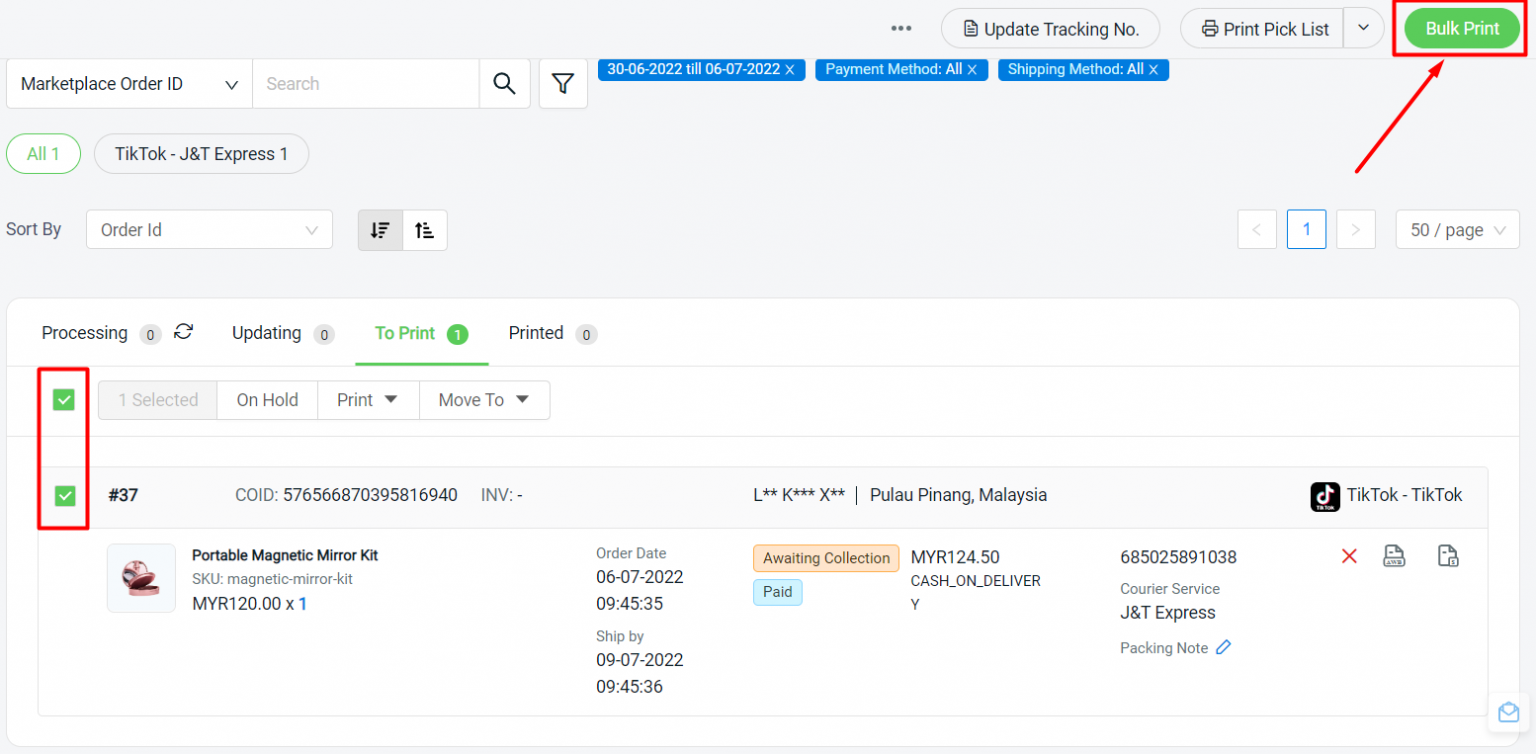 How To Print TikTok Shipping Label SiteGiant Support Centre