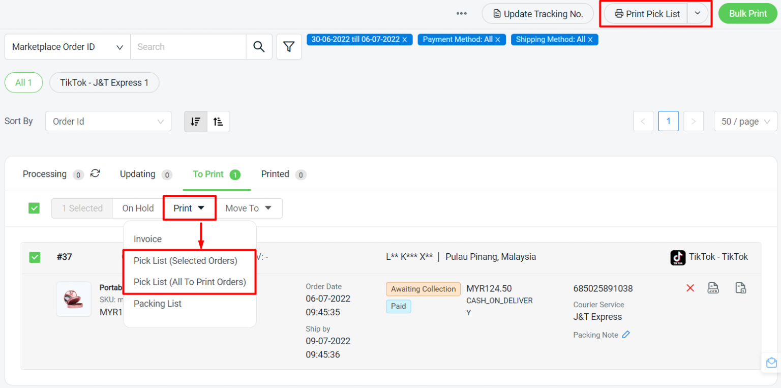 How To Print TikTok Shipping Label SiteGiant Support Centre