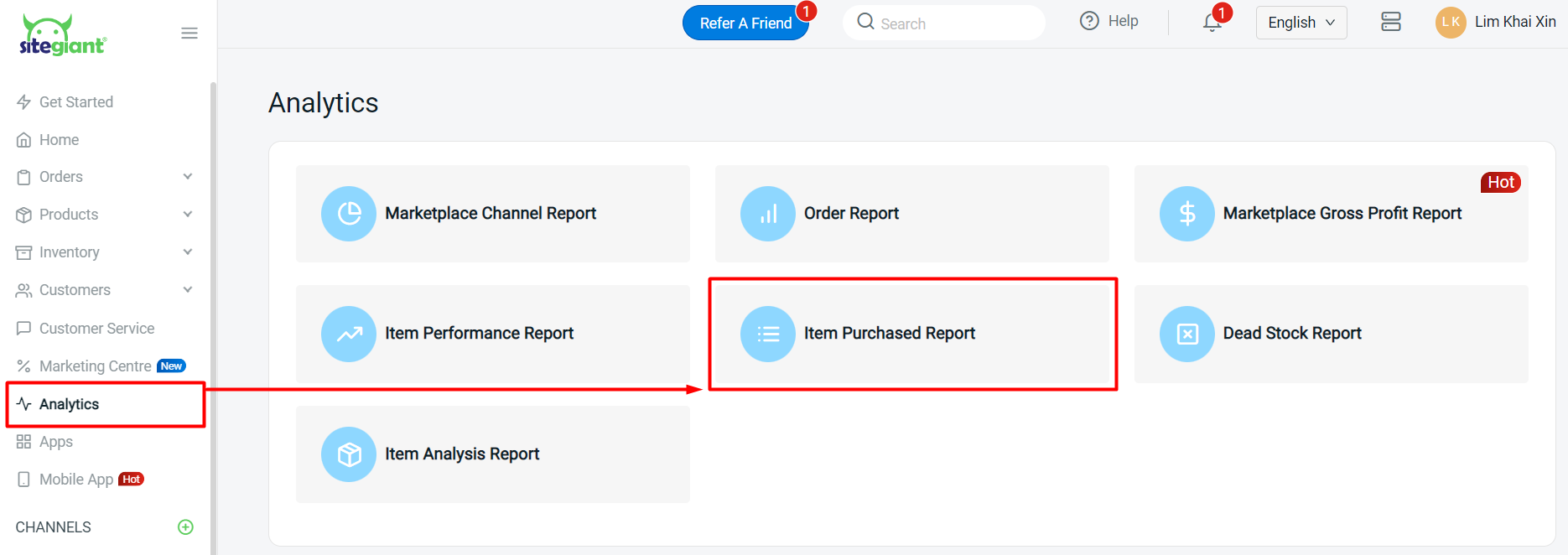 How To Analyse Item Purchased Report – SiteGiant Support Centre